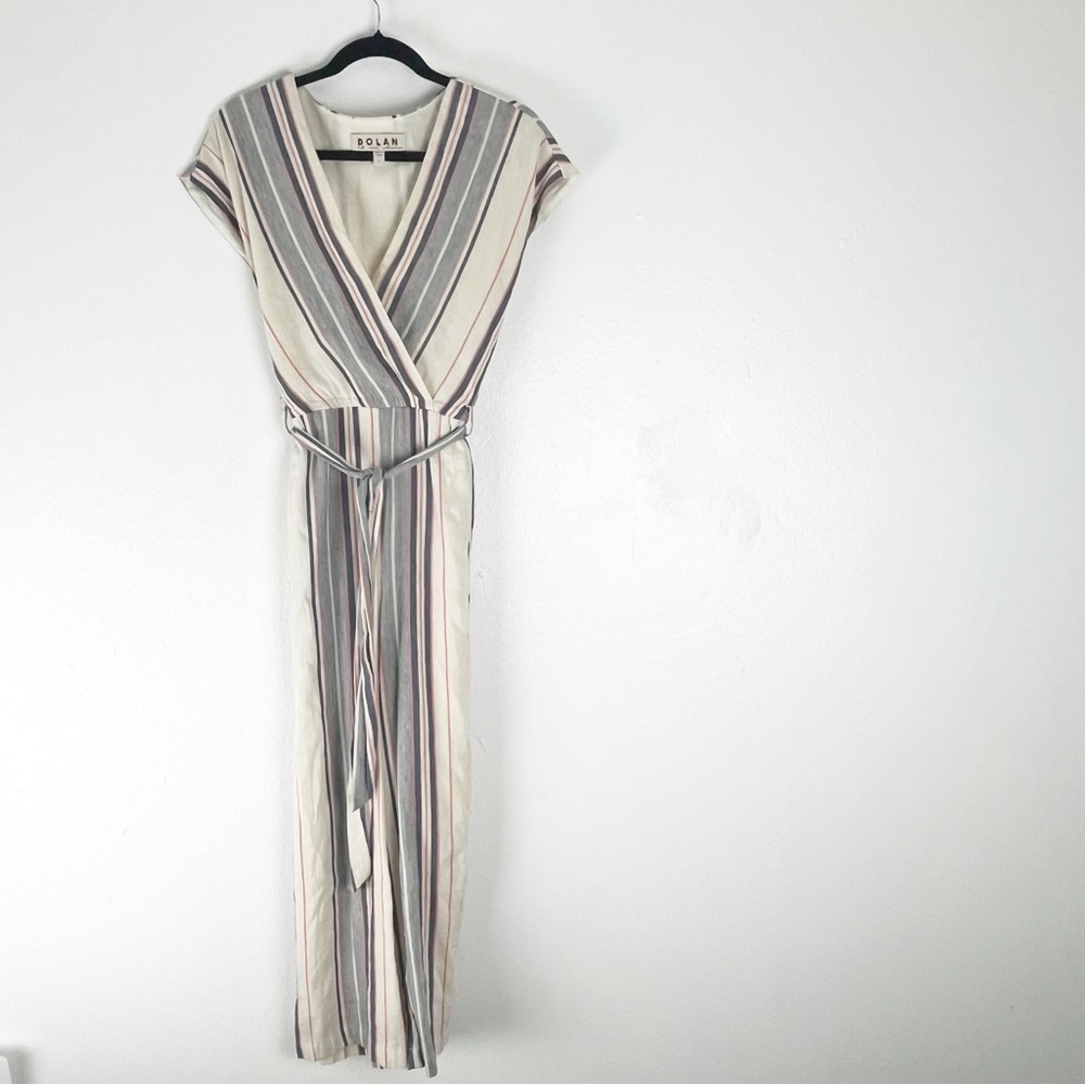 ANTHROPOLOGIE Dolan Millie Linen Blend Cap Sleeves V-Neck Jumpsuit, Size Small